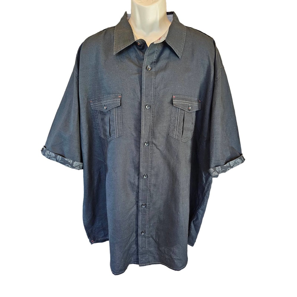 Tranquility mayhem size 4XLB flip cuff short sleeve button up EUC ^